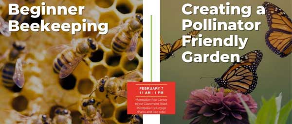 Feb-7 Lecture on beginner beekeeping and pollinator gardens on Feb 7