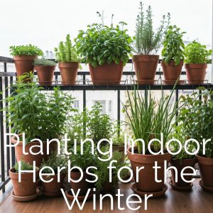 Planting herbs indoors for winter.